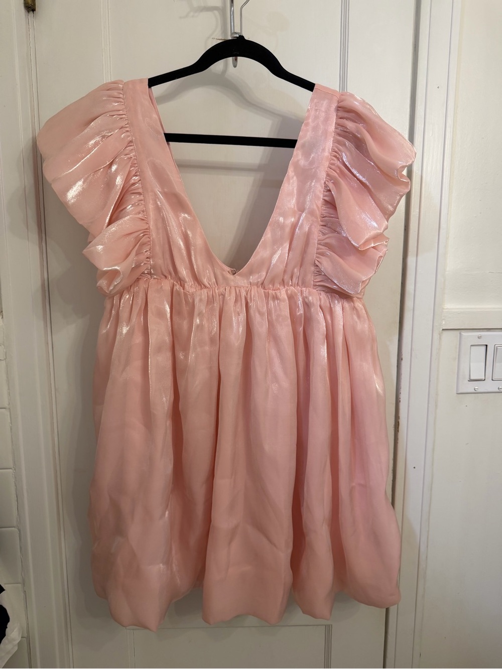 STORIA Babydoll Pink Shimmer Ruffle Dress